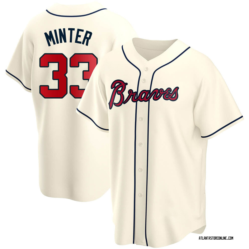 A.J. Minter Youth Atlanta Braves Alternate Jersey Cream Replica
