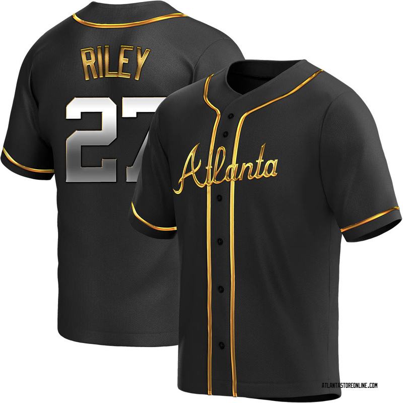 Austin Riley Men's Atlanta Braves Alternate Jersey - Black Golden Replica