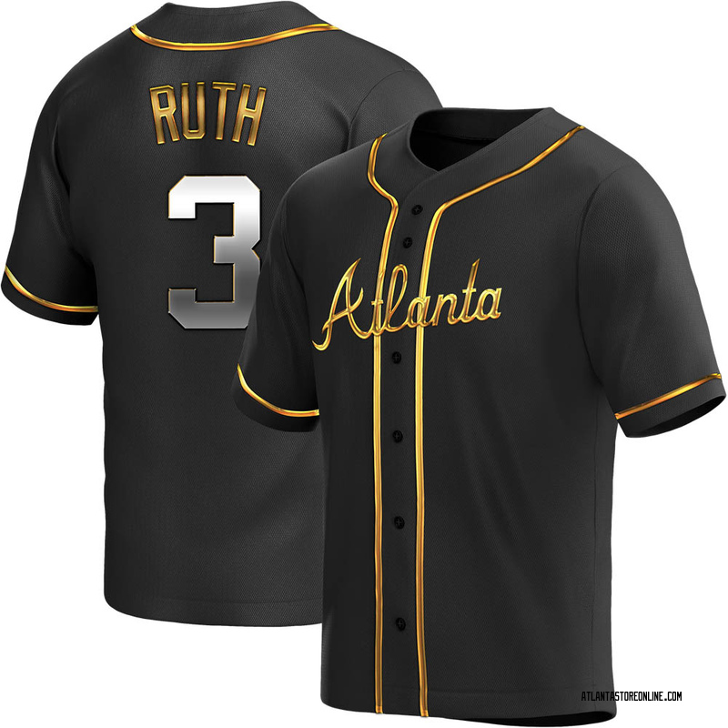 Babe Ruth Men's Atlanta Braves Alternate Jersey - Black Golden Replica