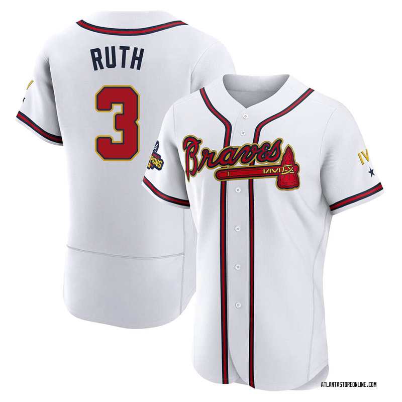 Babe Ruth Men's Atlanta Braves White 2022 Program Jersey - Gold