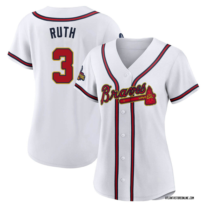 Babe Ruth Men's Atlanta Braves White 2022 Program Jersey - Gold Authentic