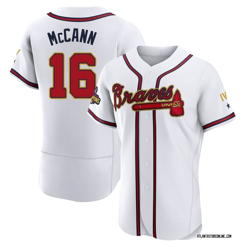 Brian McCann Men's Atlanta Braves White 2022 Program Jersey - Gold Authentic