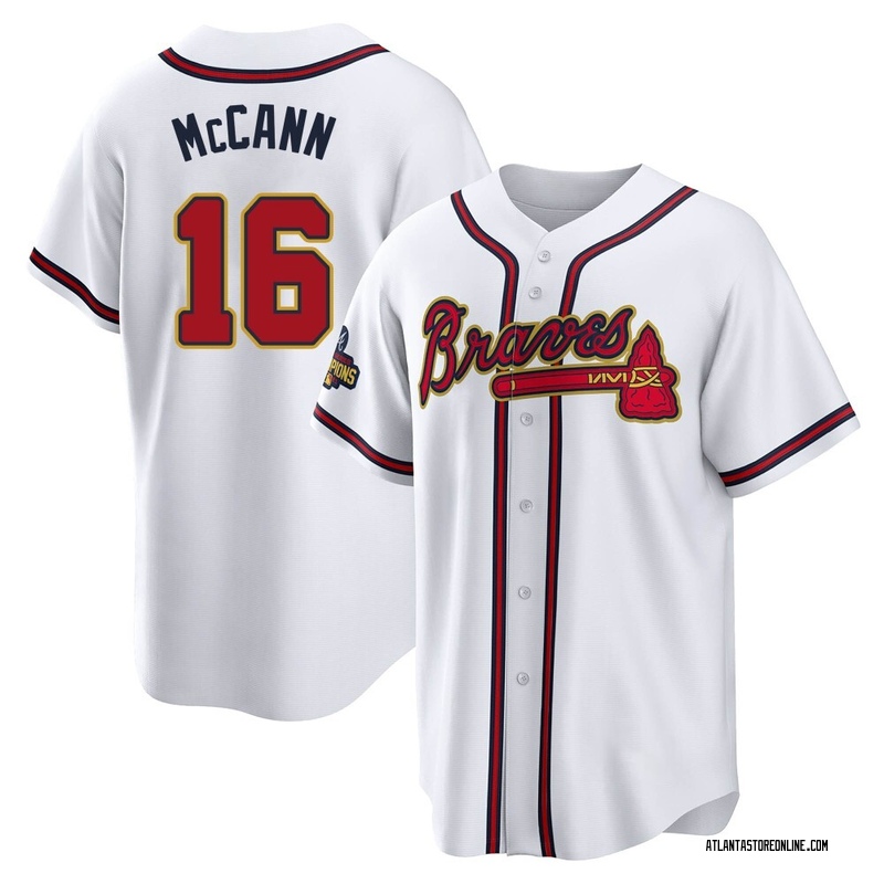 Brian McCann Youth Atlanta Braves White 2022 Program Jersey - Gold Replica