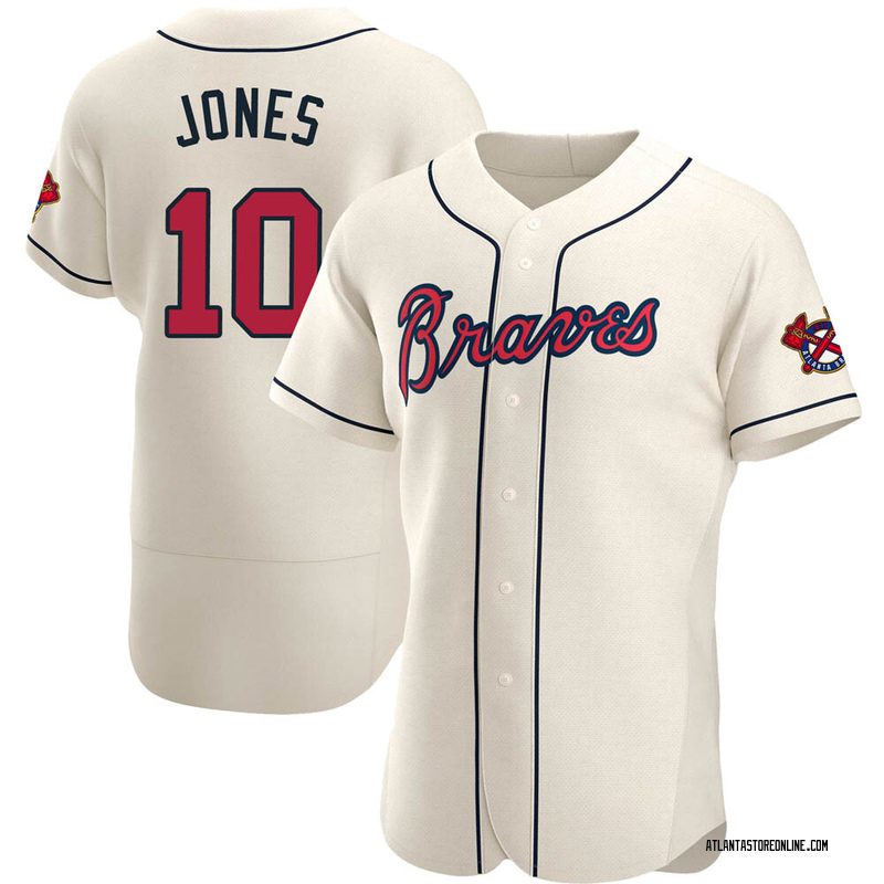 Chipper Jones Men's Atlanta Braves Alternate Jersey - Cream Authentic