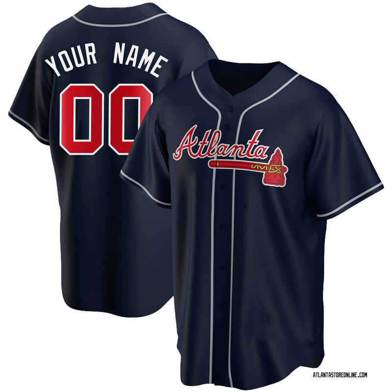 Custom Men's Atlanta Braves Alternate Jersey - Navy Replica