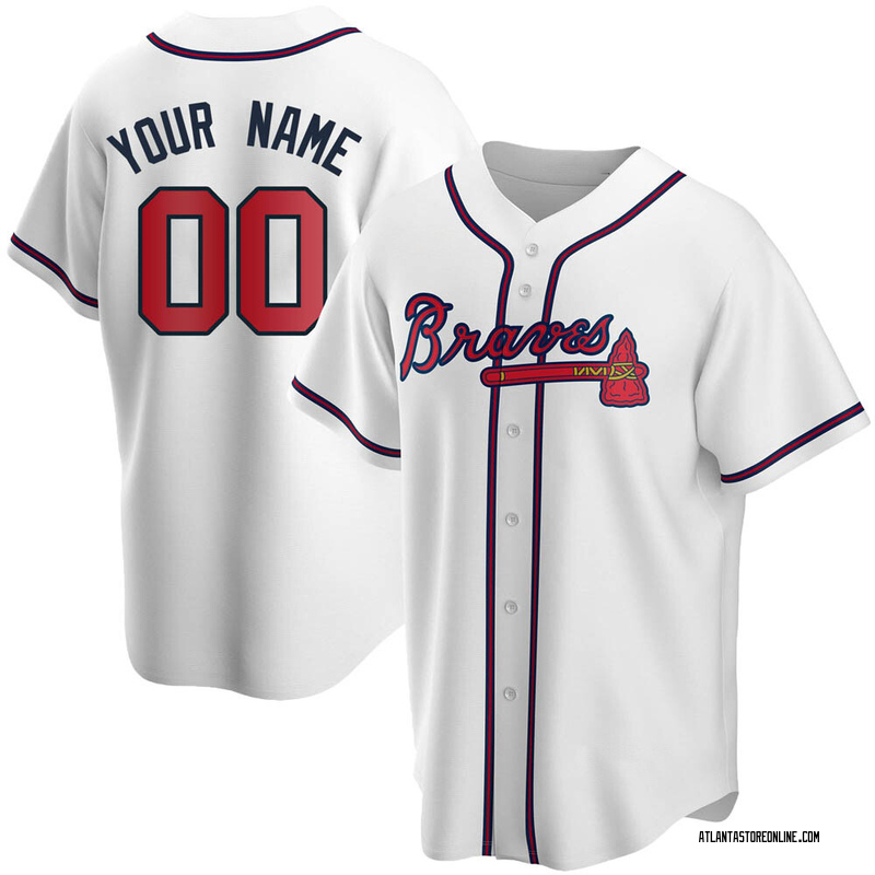 Custom Men's Atlanta Braves Home Jersey - White Replica