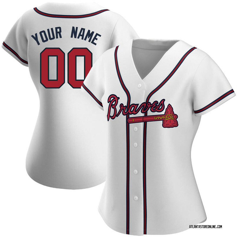 Custom Men's Atlanta Braves Home Jersey - White Replica