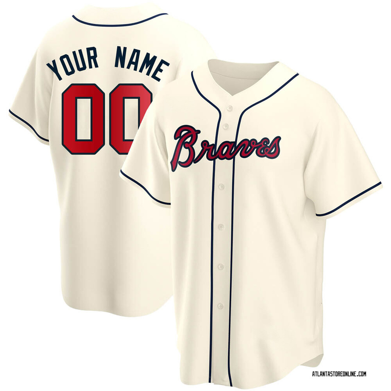 Custom Men's Atlanta Braves Home Jersey - White Replica