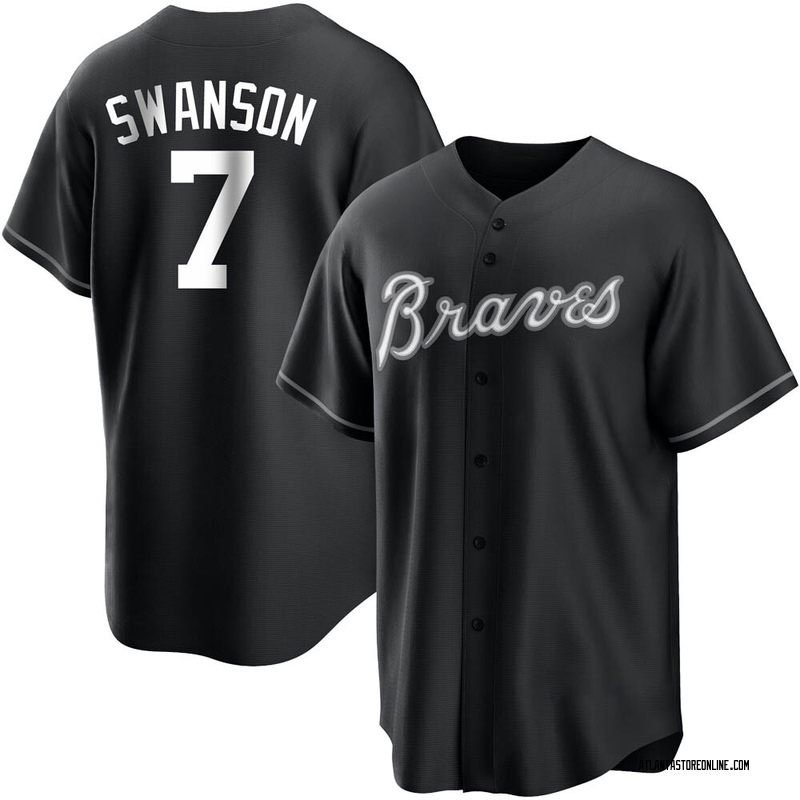 Dansby Swanson Men's Atlanta Braves Jersey - Black/White Replica