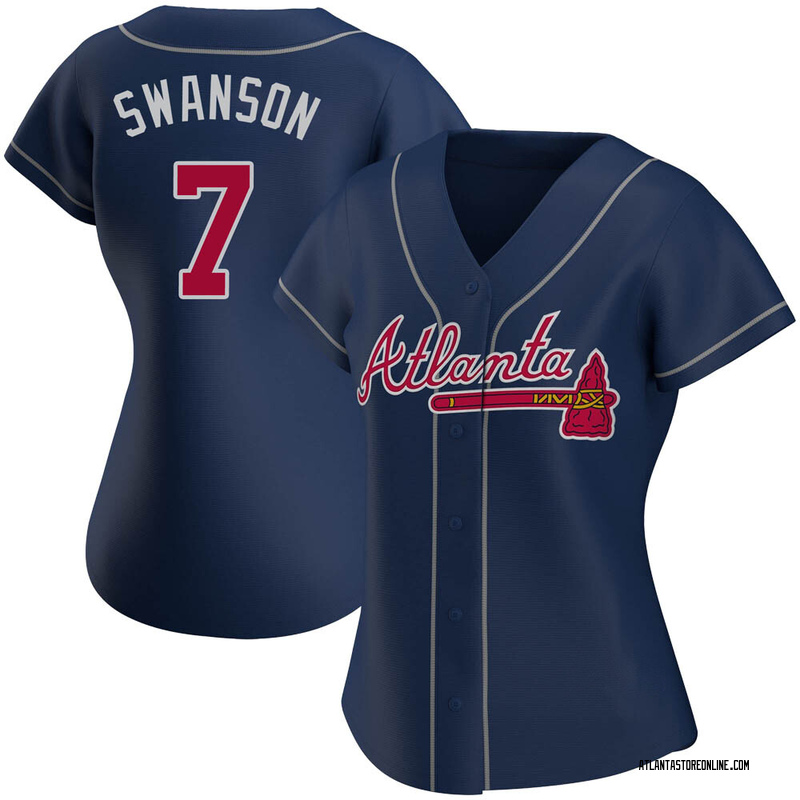 Dansby Swanson Women's Atlanta Braves Alternate Jersey - Navy Replica