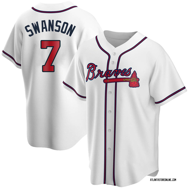 Dansby Swanson Youth Atlanta Braves Home Jersey - White Replica