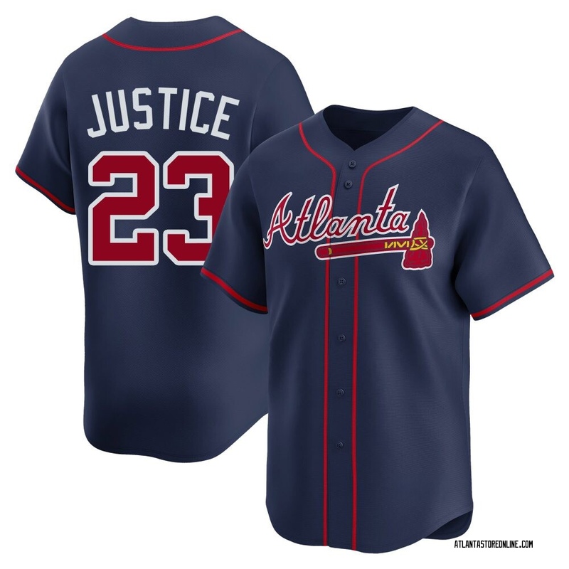 David Justice Men's Atlanta Braves Alternate Jersey - Navy Limited