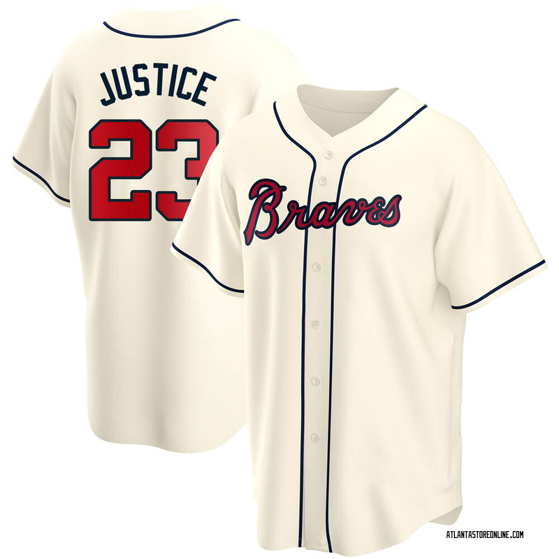 David Justice Youth Atlanta Braves Alternate Jersey - Cream Replica