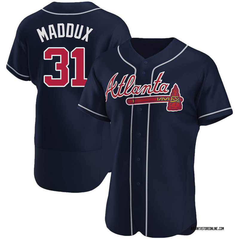 Greg Maddux Men's Atlanta Braves Alternate Jersey - Navy Authentic