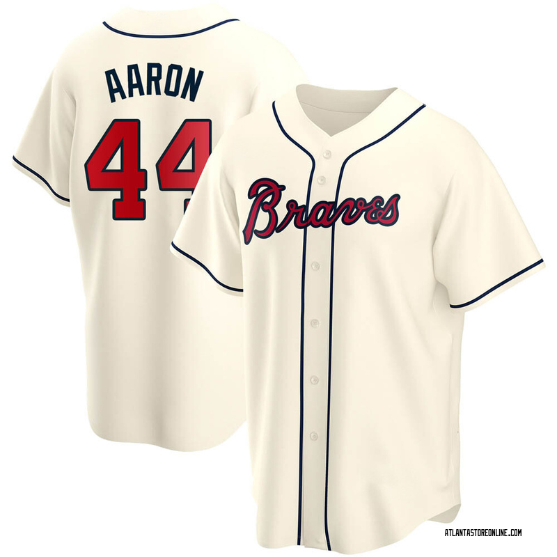 Hank Aaron Youth Atlanta Braves Alternate Jersey - Cream Replica