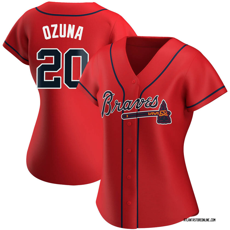 Marcell Ozuna Women's Atlanta Braves Alternate Jersey - Red Authentic