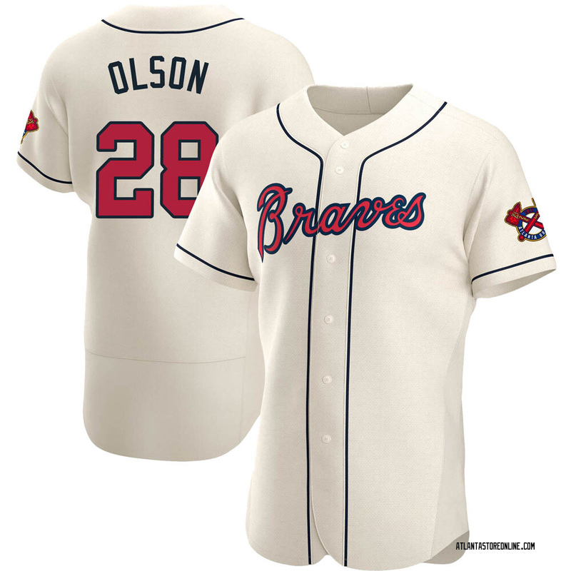 braves cream jersey in game