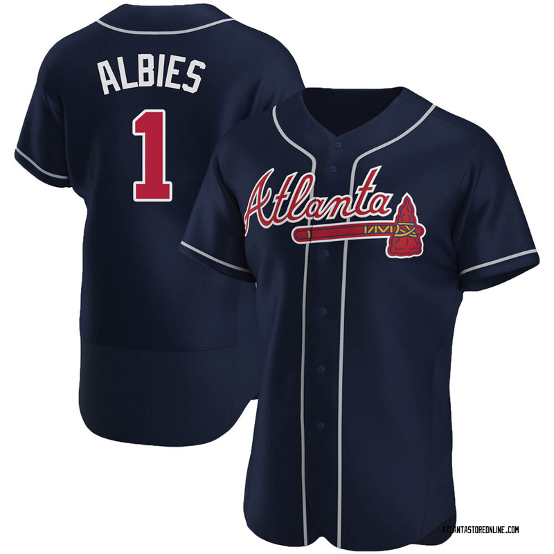 Ozzie Albies Men's Atlanta Braves Alternate Jersey - Navy Authentic