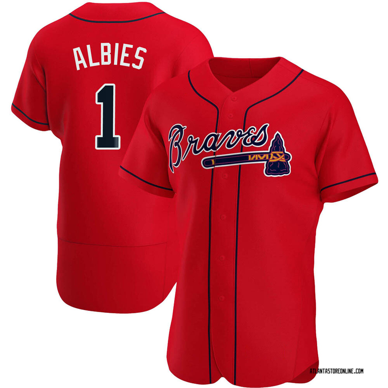Ozzie Albies Men's Atlanta Braves Alternate Jersey - Red Authentic