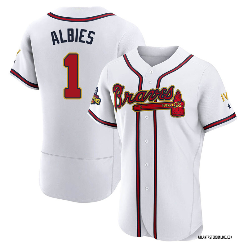 Ozzie Albies Autographed Atlanta Custom Navy Baseball Jersey - BAS COA