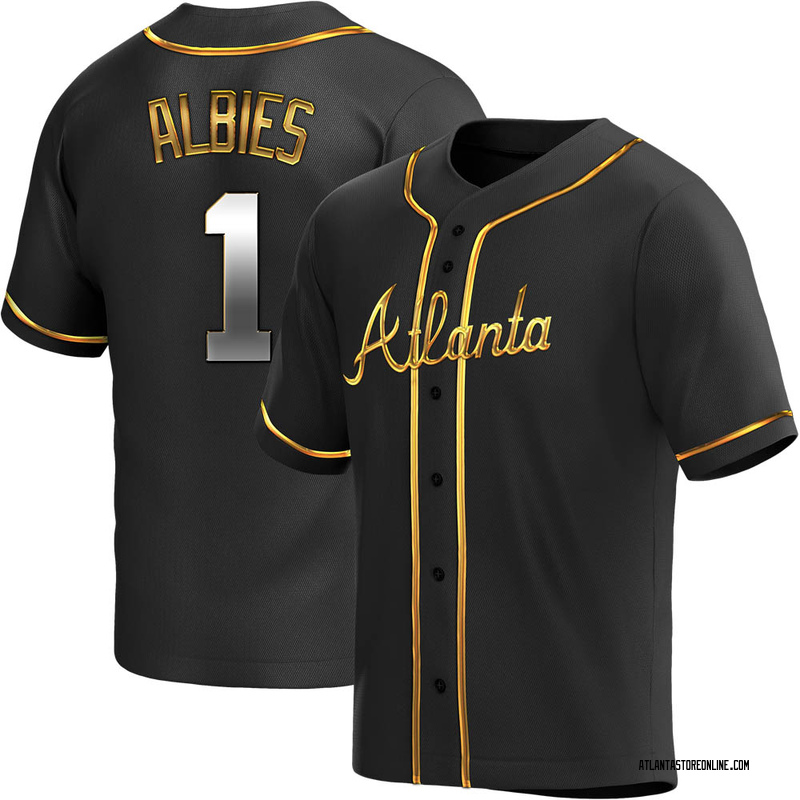 Ozzie Albies Youth Atlanta Braves Alternate Jersey Black Golden Replica