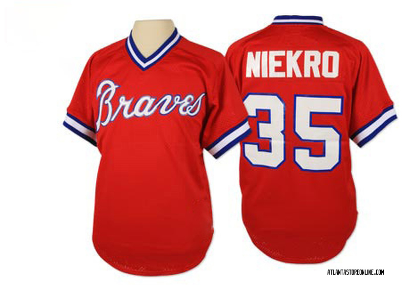 Phil Niekro Men's Atlanta Braves 1980 Throwback Jersey - Red Authentic