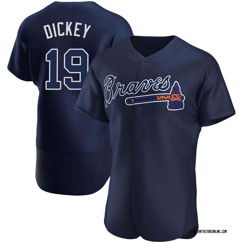 R.A. Dickey Men's Atlanta Braves Alternate Team Name Jersey - Navy Authentic