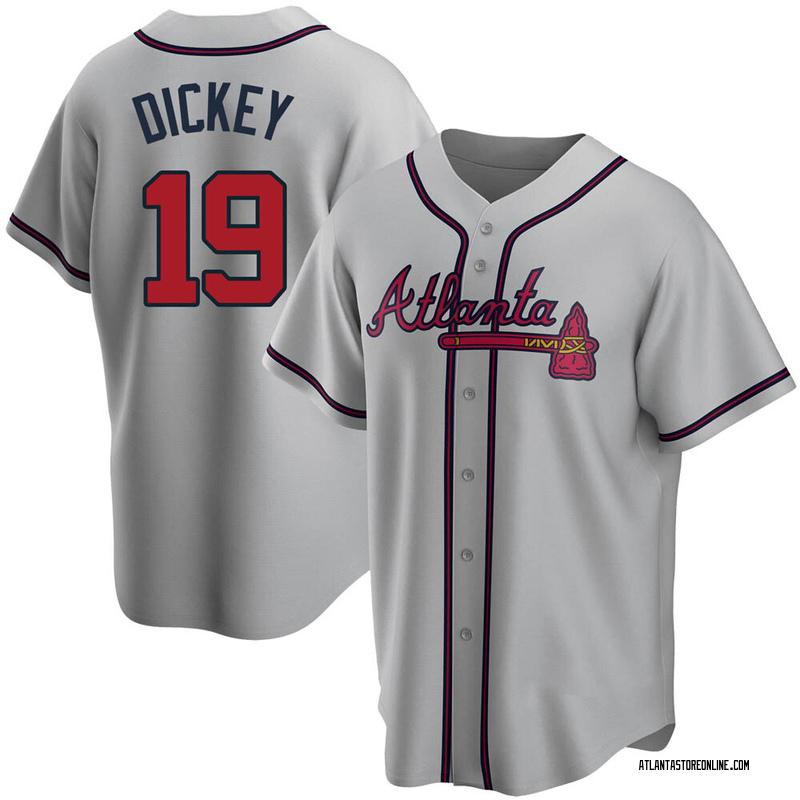 R.A. Dickey Men's Atlanta Braves Road Jersey - Gray Replica