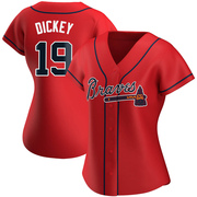 R.A. Dickey Women's Atlanta Braves Alternate Jersey - Red Authentic