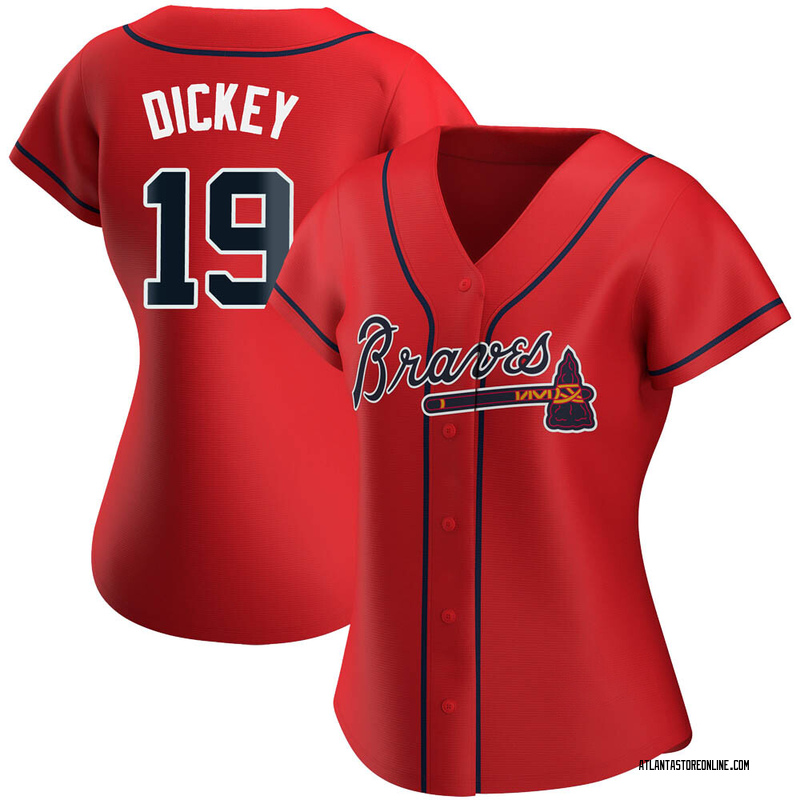 R.A. Dickey Women's Atlanta Braves Alternate Jersey - Red Authentic