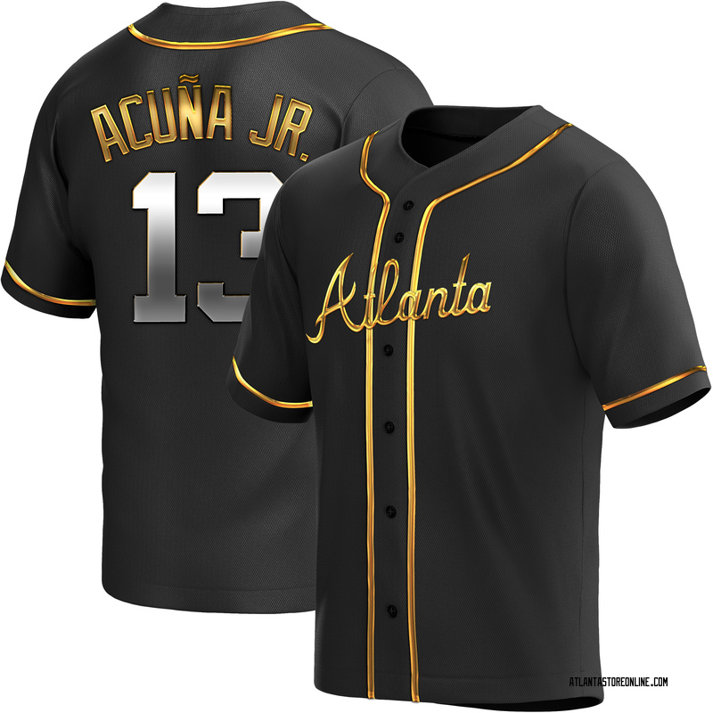 Ronald Acuna Jr. Men's Atlanta Braves Alternate Jersey - Black Golden  Replica