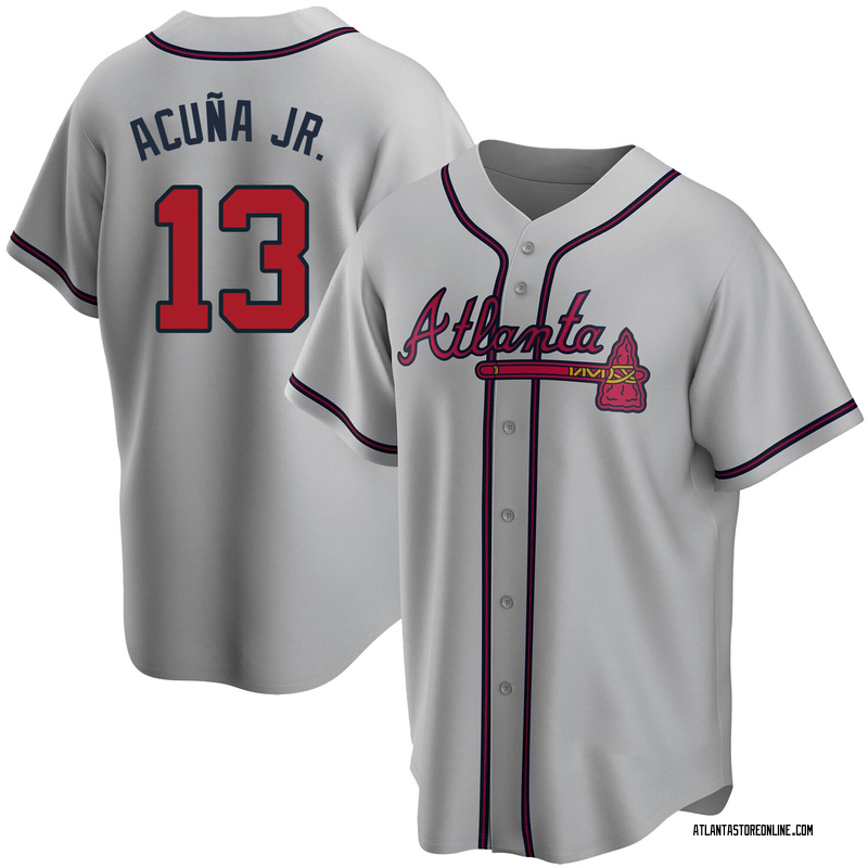 MLB Braves 13 Ronald Acuna Jr. Red Cool Base Youth Jersey