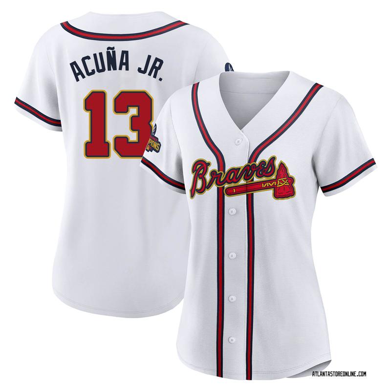 Ronald Acuna Jr. Women's Atlanta Braves White 2022 Program Jersey - Gold  Authentic