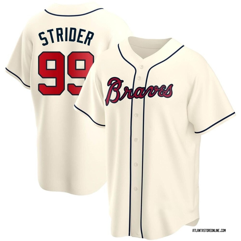 Spencer Strider Men's Atlanta Braves Alternate Jersey - Cream Replica