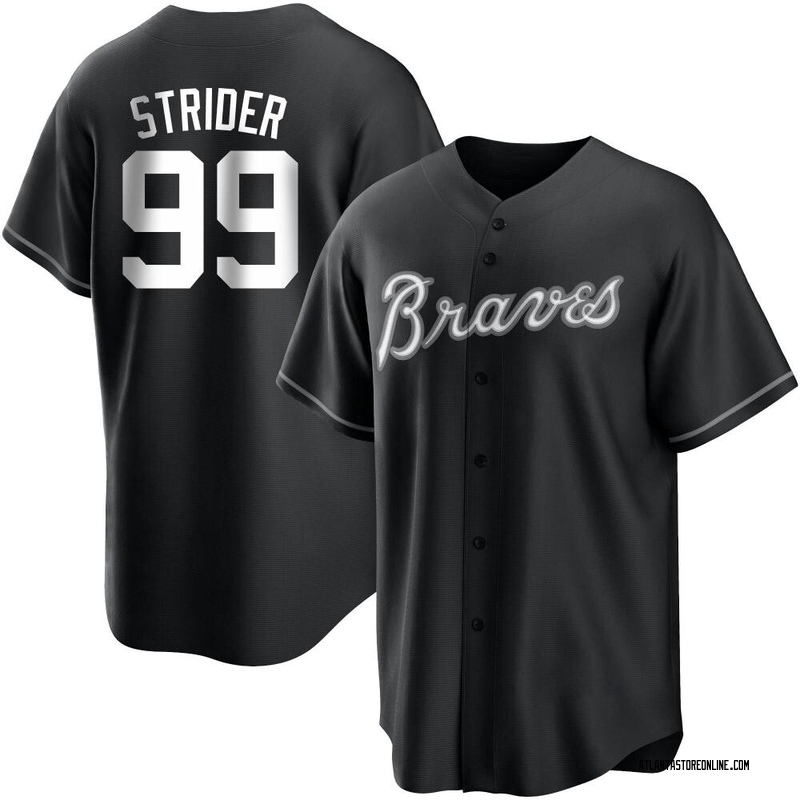 Spencer Strider Men's Atlanta Braves Jersey - Black/White Replica