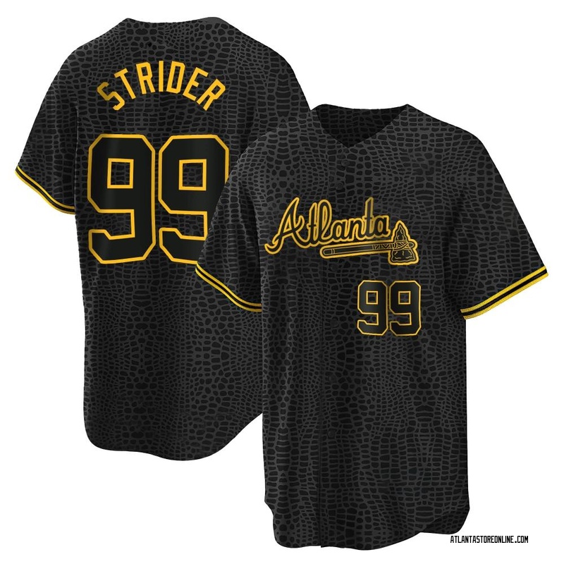 Spencer Strider Youth Atlanta Braves Alternate Jersey - Black Golden Replica
