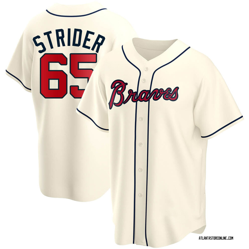 Spencer Strider Youth Atlanta Braves Alternate Jersey - Cream Replica