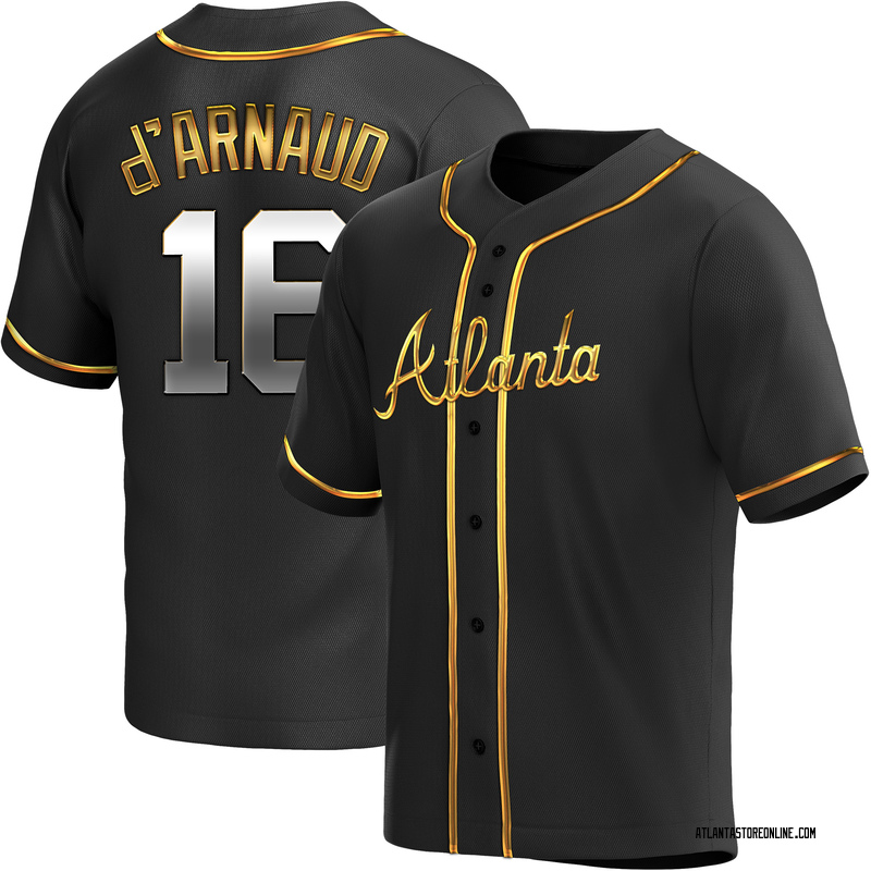 Travis d'Arnaud Youth Atlanta Braves Alternate Jersey Black Golden