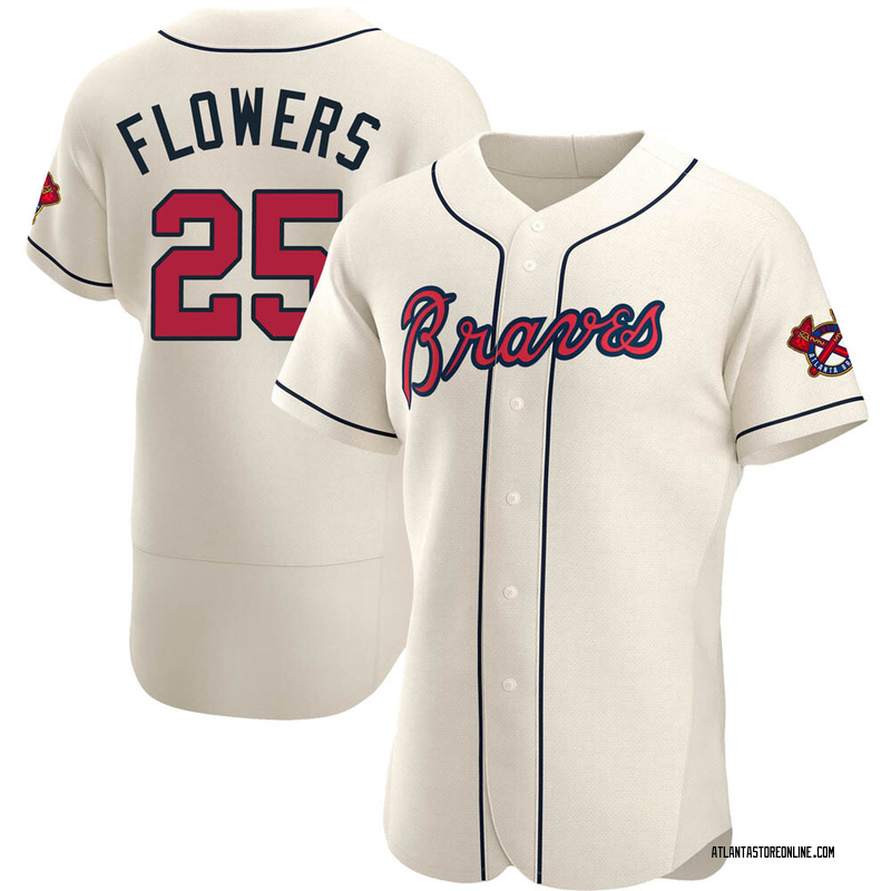 Tyler Flowers Men's Atlanta Braves Alternate Jersey - Cream Authentic