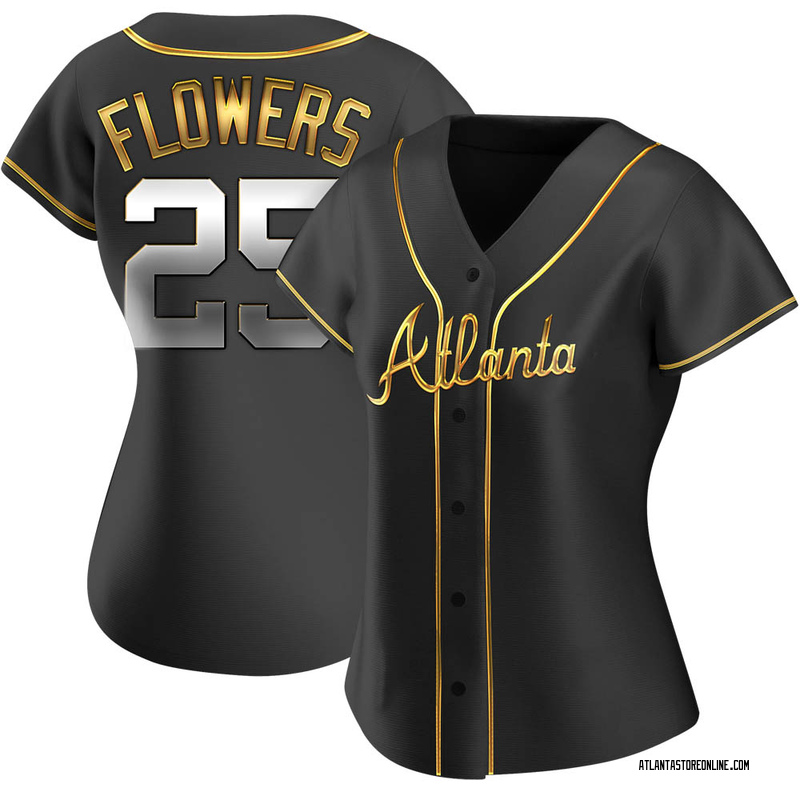 Tyler Flowers Women's Atlanta Braves Alternate Jersey - Black Golden Replica